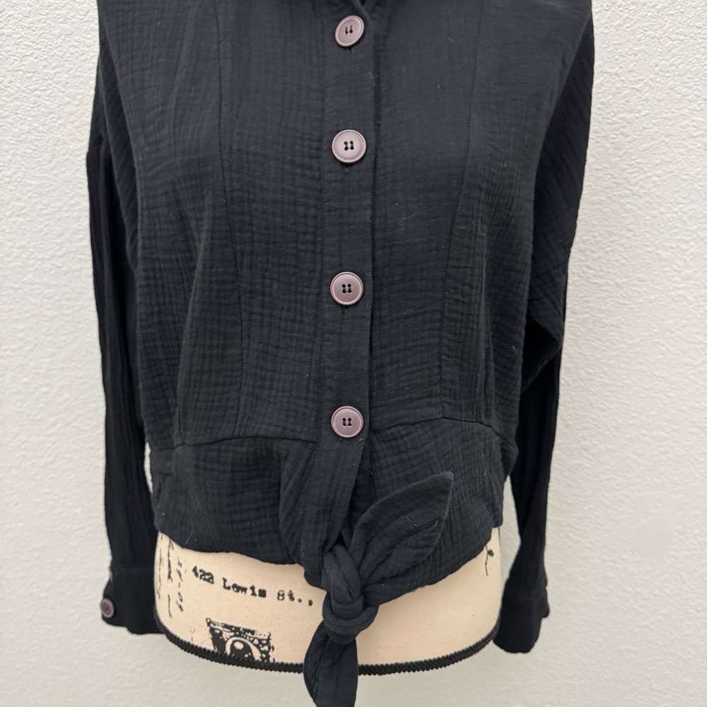Free People Sunstreaks Tie Front Top Blouse Size Small - Picture 4 of 13